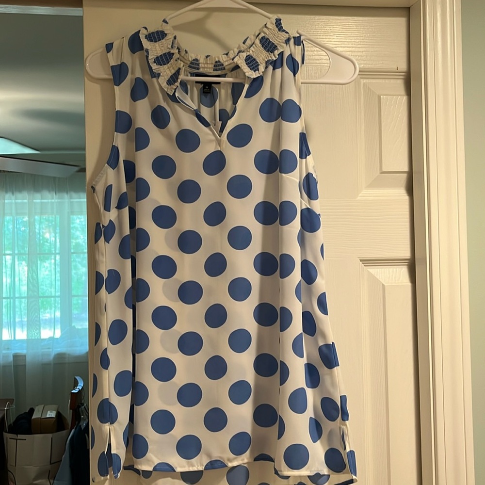 NWT Talbots Polka Dot Shell w/ Ruffle Beck Medium